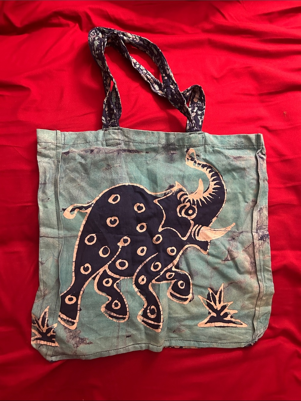 Unique Handmade Nigerian Elephant Print Tote Bag